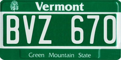 VT license plate BVZ670