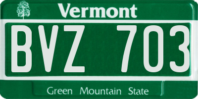 VT license plate BVZ703