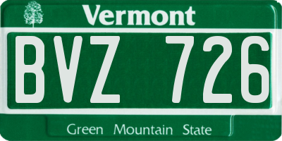 VT license plate BVZ726
