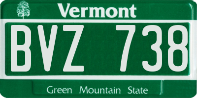 VT license plate BVZ738