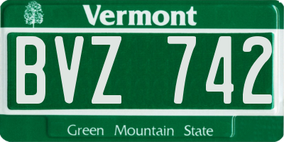 VT license plate BVZ742