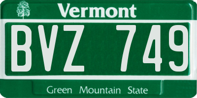 VT license plate BVZ749