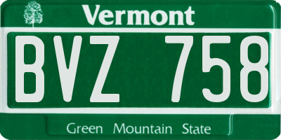 VT license plate BVZ758
