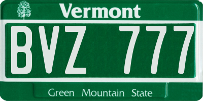 VT license plate BVZ777