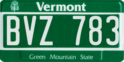 VT license plate BVZ783