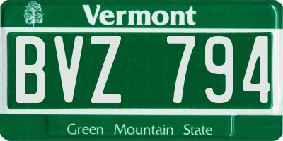 VT license plate BVZ794