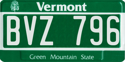 VT license plate BVZ796