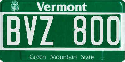 VT license plate BVZ800