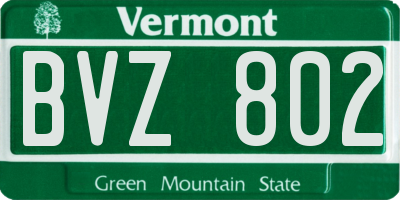 VT license plate BVZ802
