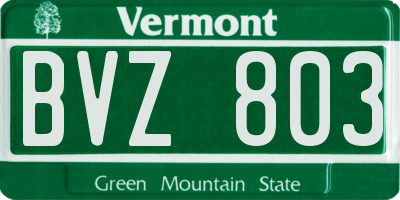 VT license plate BVZ803