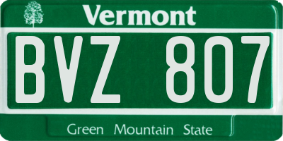 VT license plate BVZ807