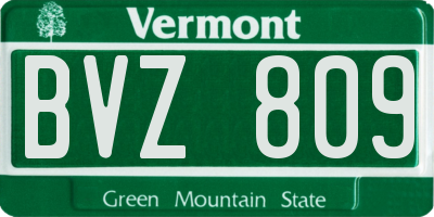 VT license plate BVZ809