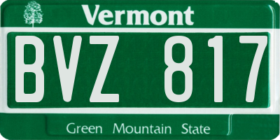 VT license plate BVZ817