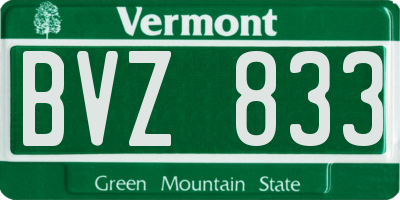 VT license plate BVZ833