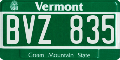 VT license plate BVZ835