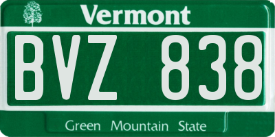 VT license plate BVZ838