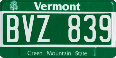 VT license plate BVZ839