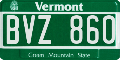 VT license plate BVZ860