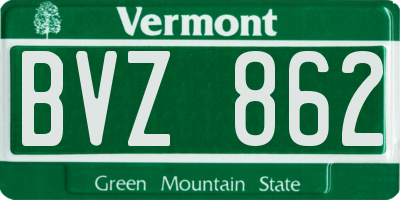VT license plate BVZ862
