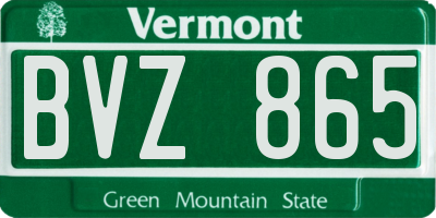 VT license plate BVZ865