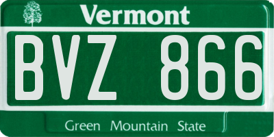 VT license plate BVZ866