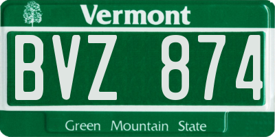 VT license plate BVZ874