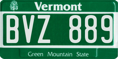 VT license plate BVZ889