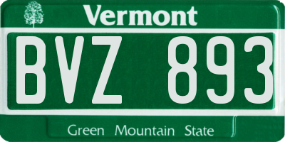 VT license plate BVZ893