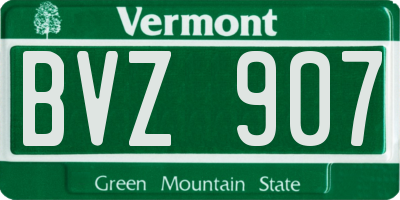 VT license plate BVZ907