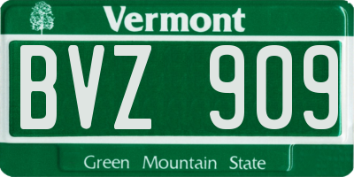 VT license plate BVZ909