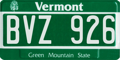 VT license plate BVZ926