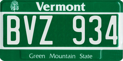 VT license plate BVZ934