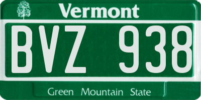 VT license plate BVZ938