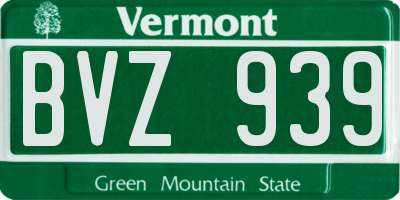 VT license plate BVZ939