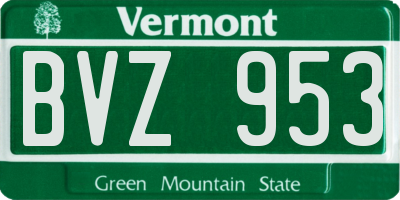 VT license plate BVZ953