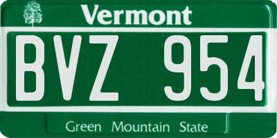 VT license plate BVZ954