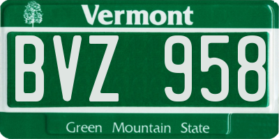 VT license plate BVZ958