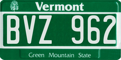 VT license plate BVZ962