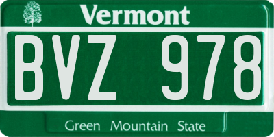 VT license plate BVZ978
