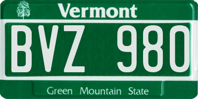 VT license plate BVZ980