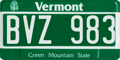 VT license plate BVZ983