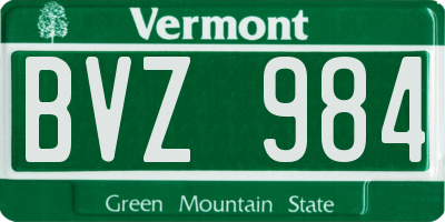 VT license plate BVZ984