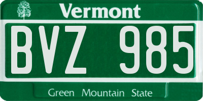 VT license plate BVZ985