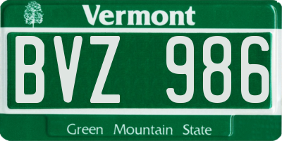 VT license plate BVZ986