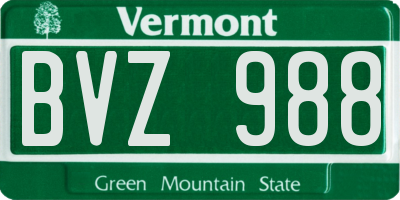 VT license plate BVZ988