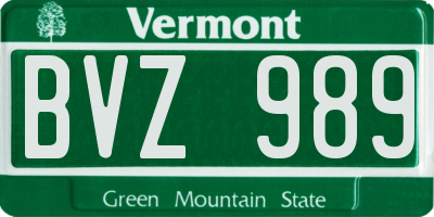 VT license plate BVZ989