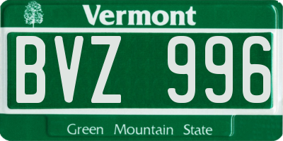 VT license plate BVZ996