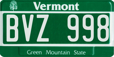 VT license plate BVZ998