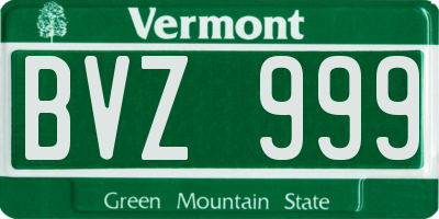 VT license plate BVZ999