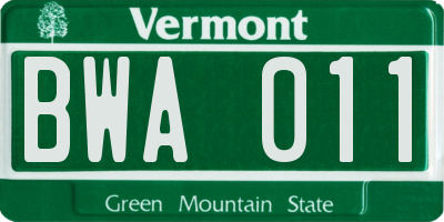 VT license plate BWA011
